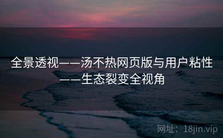 全景透视——汤不热网页版与用户粘性——生态裂变全视角